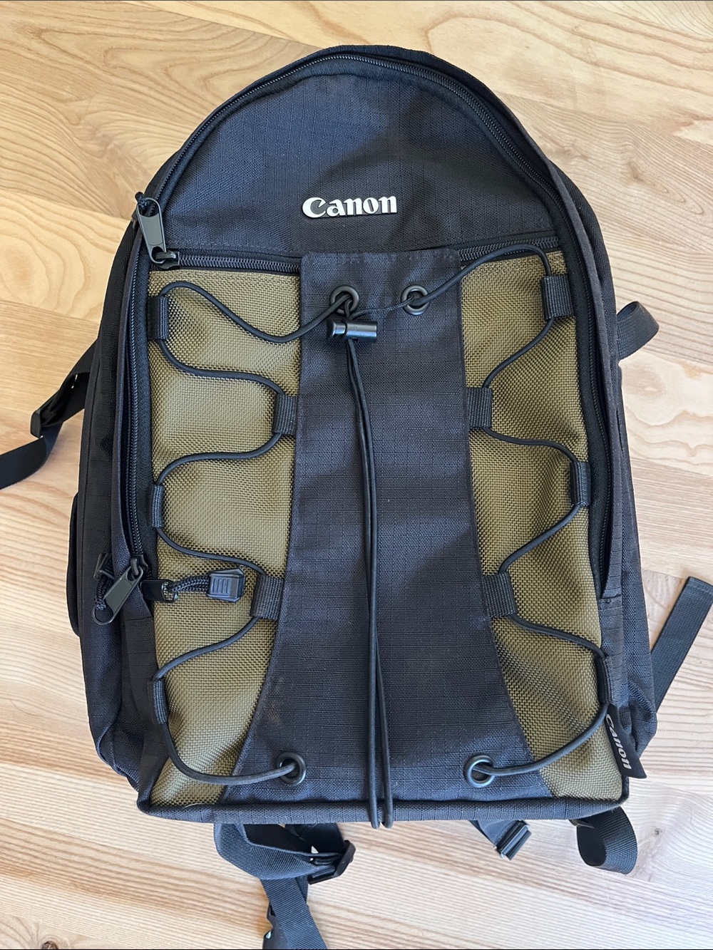 Canon Black and Olive Green Camera Backpack